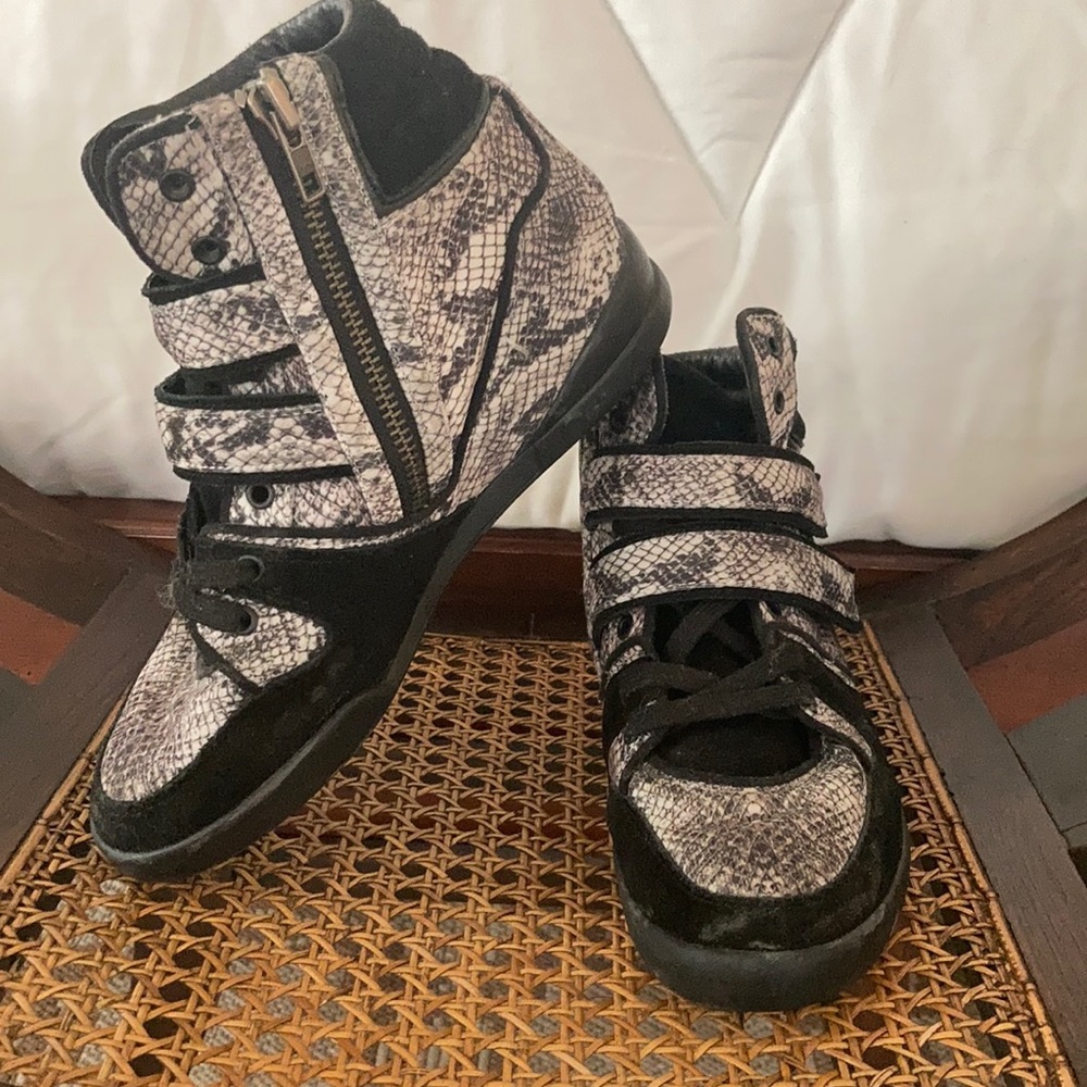 High top hidden wedge sneakers